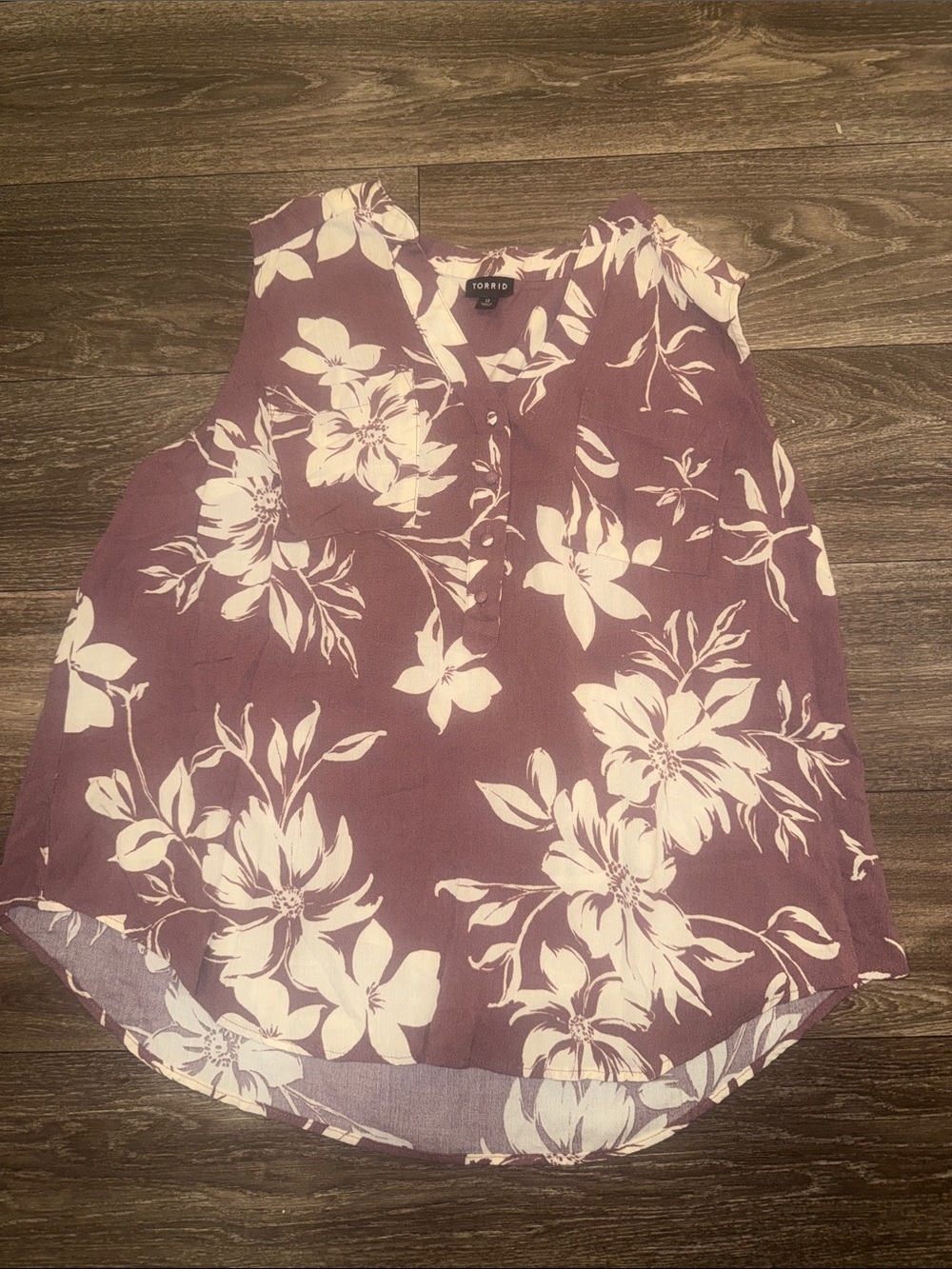 torrid Mauve Purple Floral Henley Tank